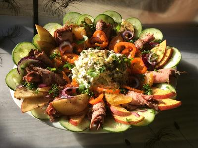 Rezept: Kleine Vorspeisenplatte mit Hüttenkäse und Roastbeef Bild Nr. 2137 Kleine Vorspeisenplatte mit Hüttenkäse und Roastbeef - Rezept - Bild Nr. 2137