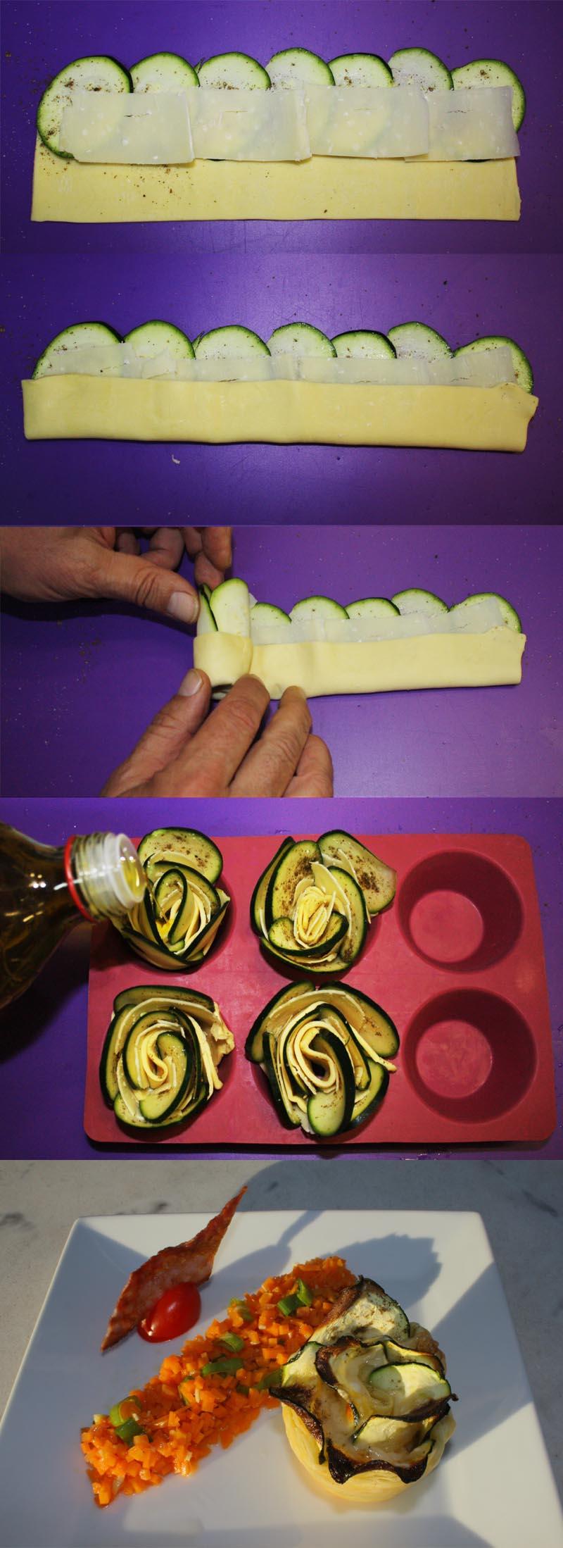 Bilder für Zucchiniblümchen mit Grana Padano an Karotten-Ingwer Brunoise - Rezept