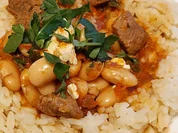 Rezept: Lammragout mit dicken weiรen Bohnen in Tomatensauce nach griechischer Art Bild Nr. 2 Lammragout mit dicken weiรen Bohnen in Tomatensauce nach griechischer Art - Rezept - Bild Nr. 2