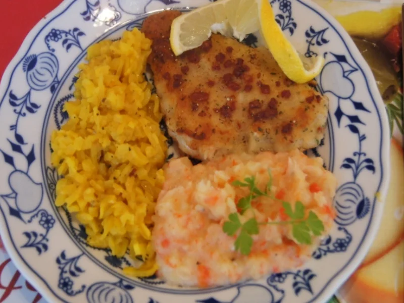 Rezept: Schollenfilet mit Sellerienudeln und Paprika-Kartoffelstampf Bild Nr. 2402 Schollenfilet mit Sellerienudeln und Paprika-Kartoffelstampf - Rezept - Bild Nr. 2402