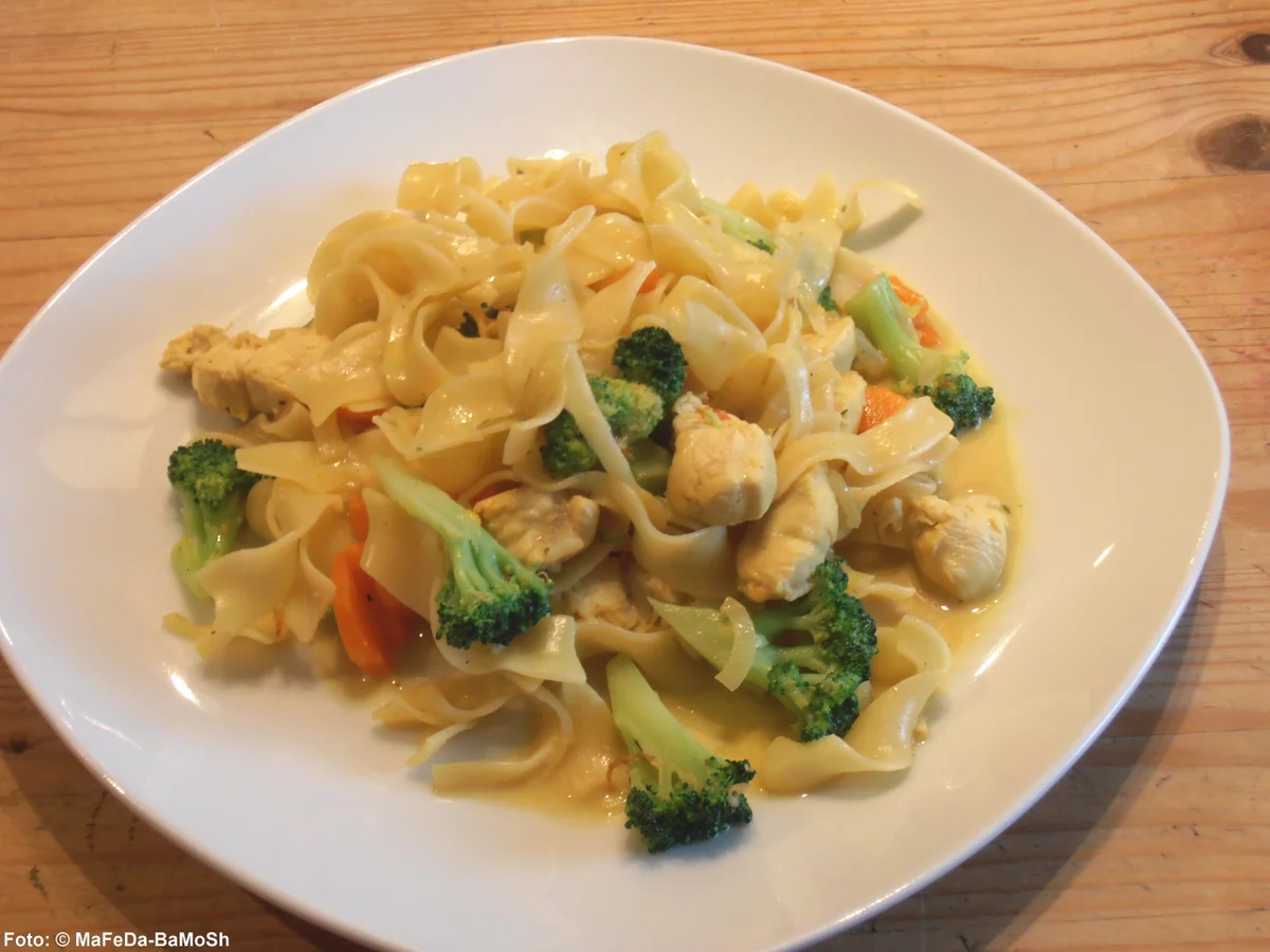 Nudelpfanne mit Brokkoli und Hähnchengeschnetzeltem - Rezept - Bild Nr. 2404