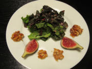 Feiner Mangold-Spinat-Salat mit kandierten Walnüssen an Feigen-Honig-Senf-Vinaigrette - Rezept - Bild Nr. 2475