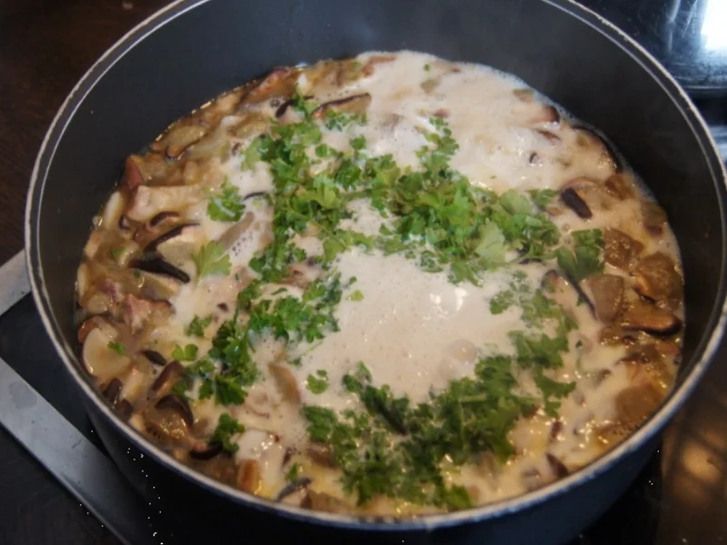 Rezept: Schinken-Semmelknödel mit Steinpilzragout Bild Nr. 2502 Schinken-Semmelknödel mit Steinpilzragout - Rezept - Bild Nr. 2502