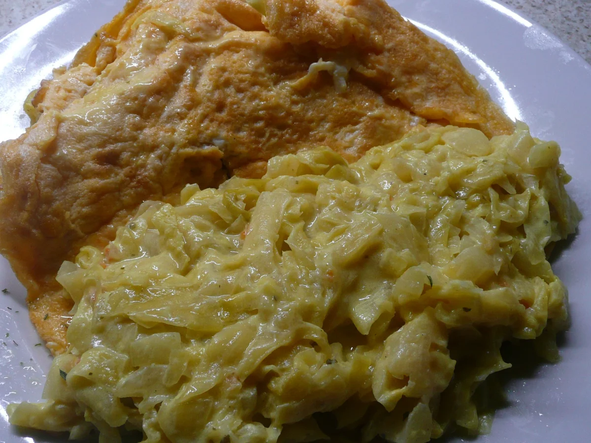 Omelett mit Rahmspitzkohl an Bratkartoffel - Rezept - Bild Nr. 2512