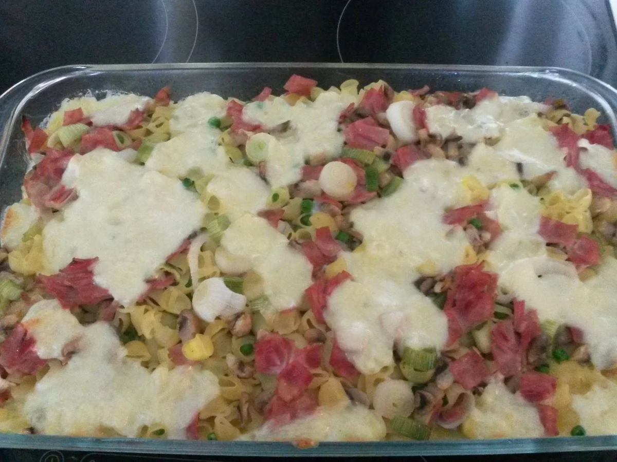 Rezept: Nudelauflauf mit Schinken und Erbsen Bild Nr. 2579 Nudelauflauf mit Schinken und Erbsen - Rezept - Bild Nr. 2579