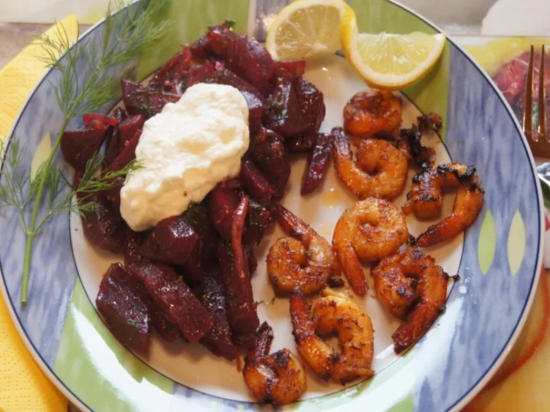 Rezept: Garnelen mit warmen Rote Beete Bild Nr. 2726 Garnelen mit warmen Rote Beete - Rezept - Bild Nr. 2726
