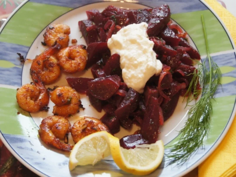 Rezept: Garnelen mit warmen Rote Beete Bild Nr. 2735 Garnelen mit warmen Rote Beete - Rezept - Bild Nr. 2735