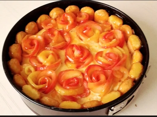 Apfelrosen Kuchen  mit Vanillecreme - Rezept - Bild Nr. 2749