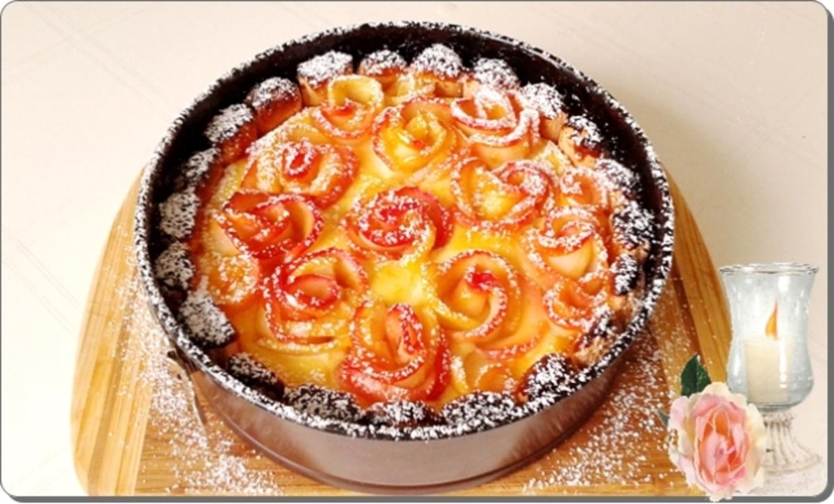 Apfelrosen Kuchen  mit Vanillecreme - Rezept - Bild Nr. 2750