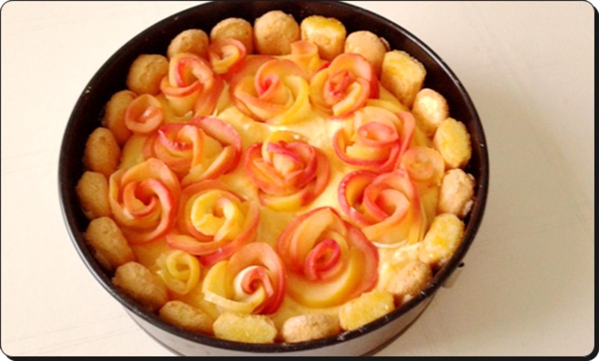 Apfelrosen Kuchen  mit Vanillecreme - Rezept - Bild Nr. 2768