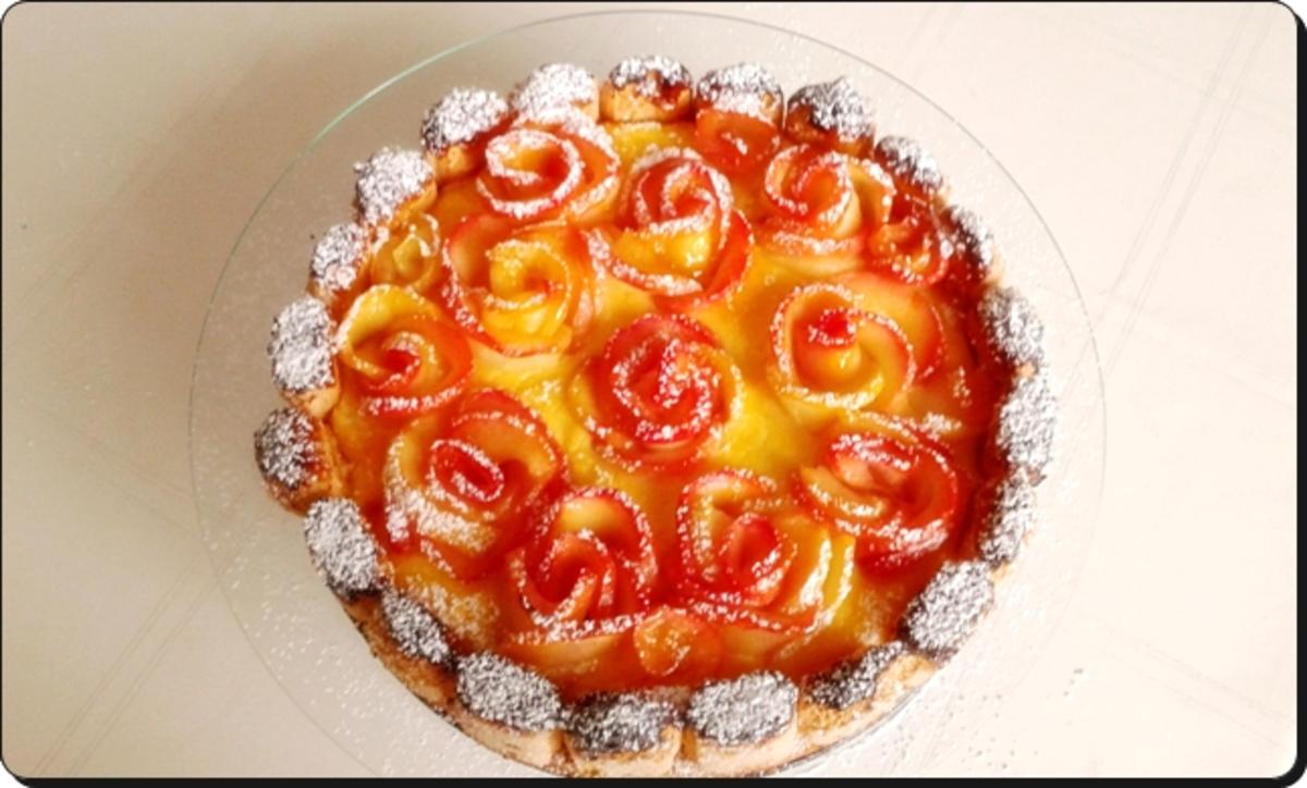 Apfelrosen Kuchen  mit Vanillecreme - Rezept - Bild Nr. 2769