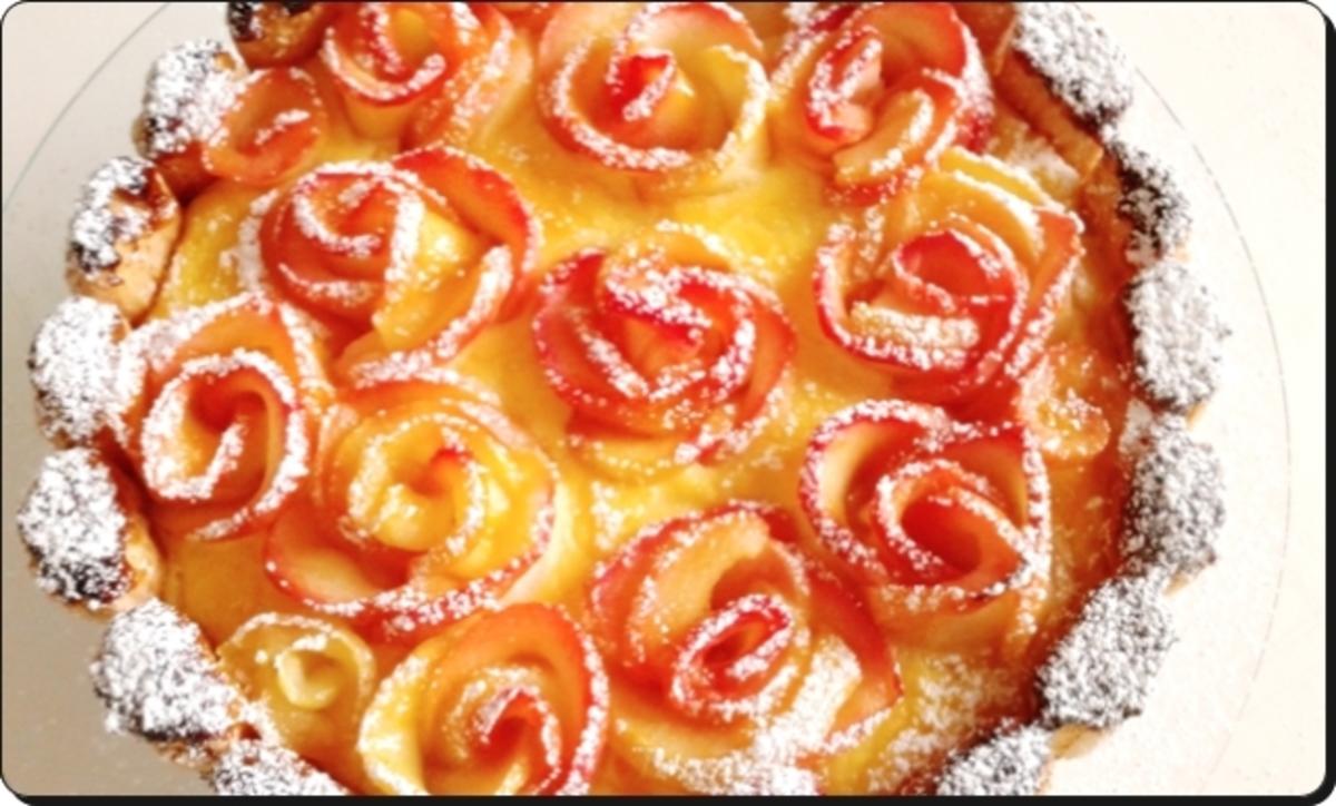 Apfelrosen Kuchen  mit Vanillecreme - Rezept - Bild Nr. 2770