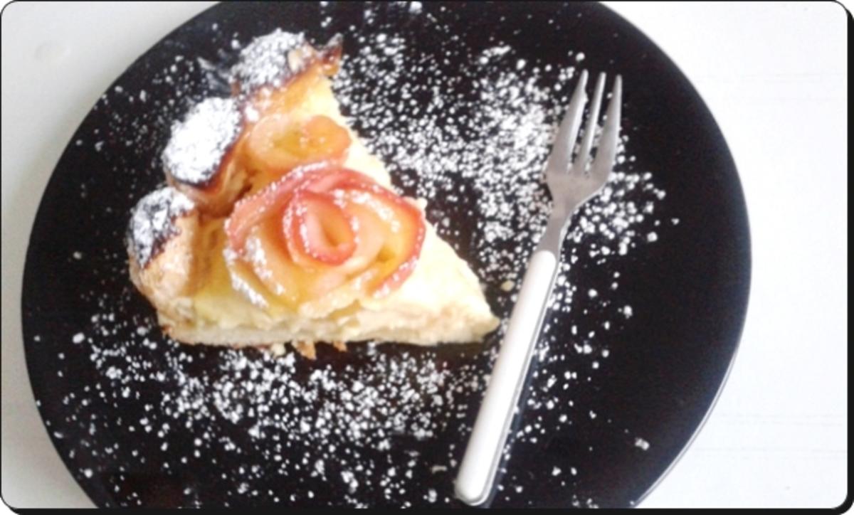 Apfelrosen Kuchen  mit Vanillecreme - Rezept - Bild Nr. 2771