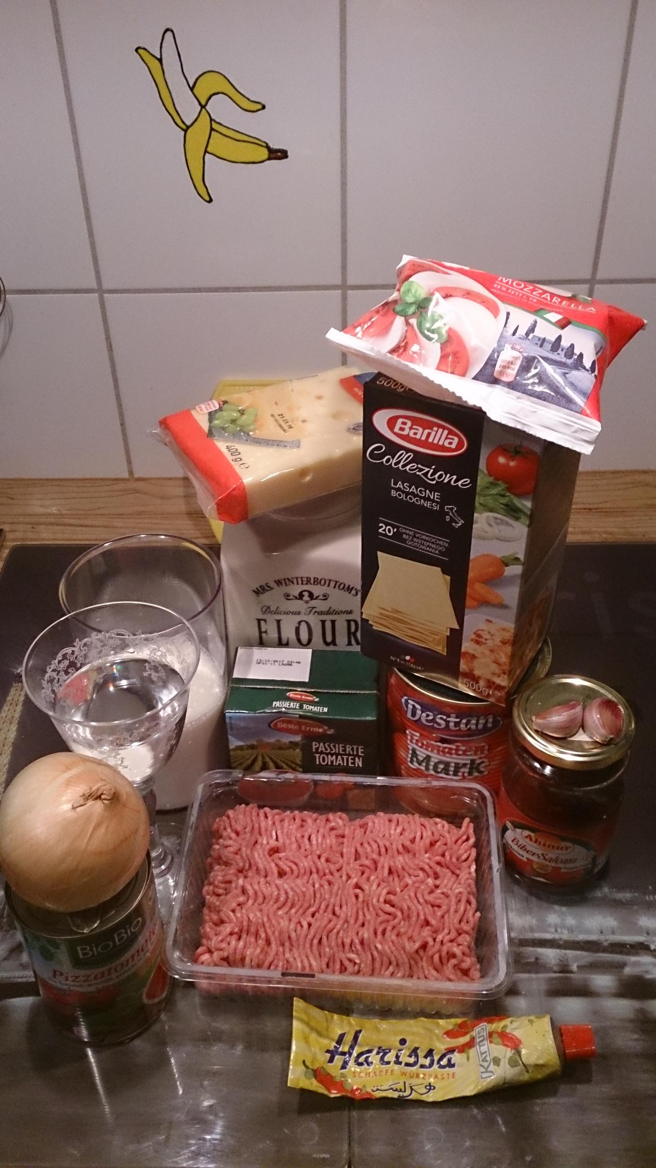 Bilder für Lasagne mit Hackfleisch gemischt und Zwiebel - Rezept