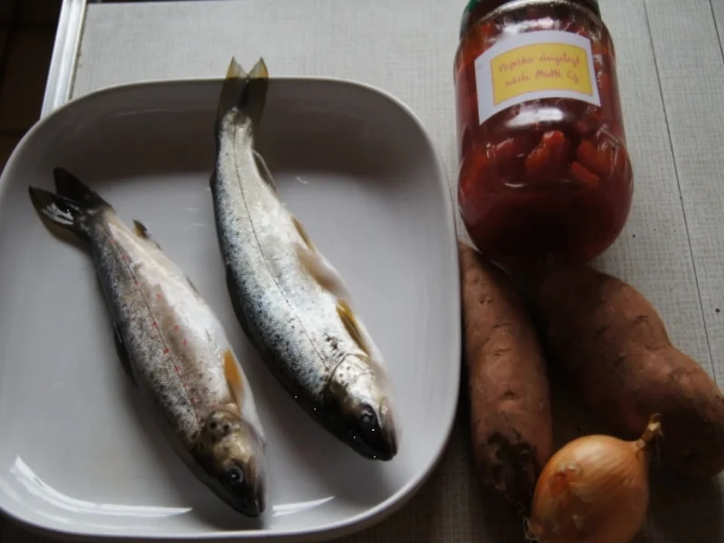 Bachforelle mit Süßkartoffelpüree und Paprika eingelegt nach Mutti Cz - Rezept - Bild Nr. 2914