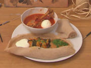 Injera - Tsebhi Dorho, Alisha und Shiro - Sauerteigfladen mit dreierlei Beilagen - Rezept - Bild Nr. 3209