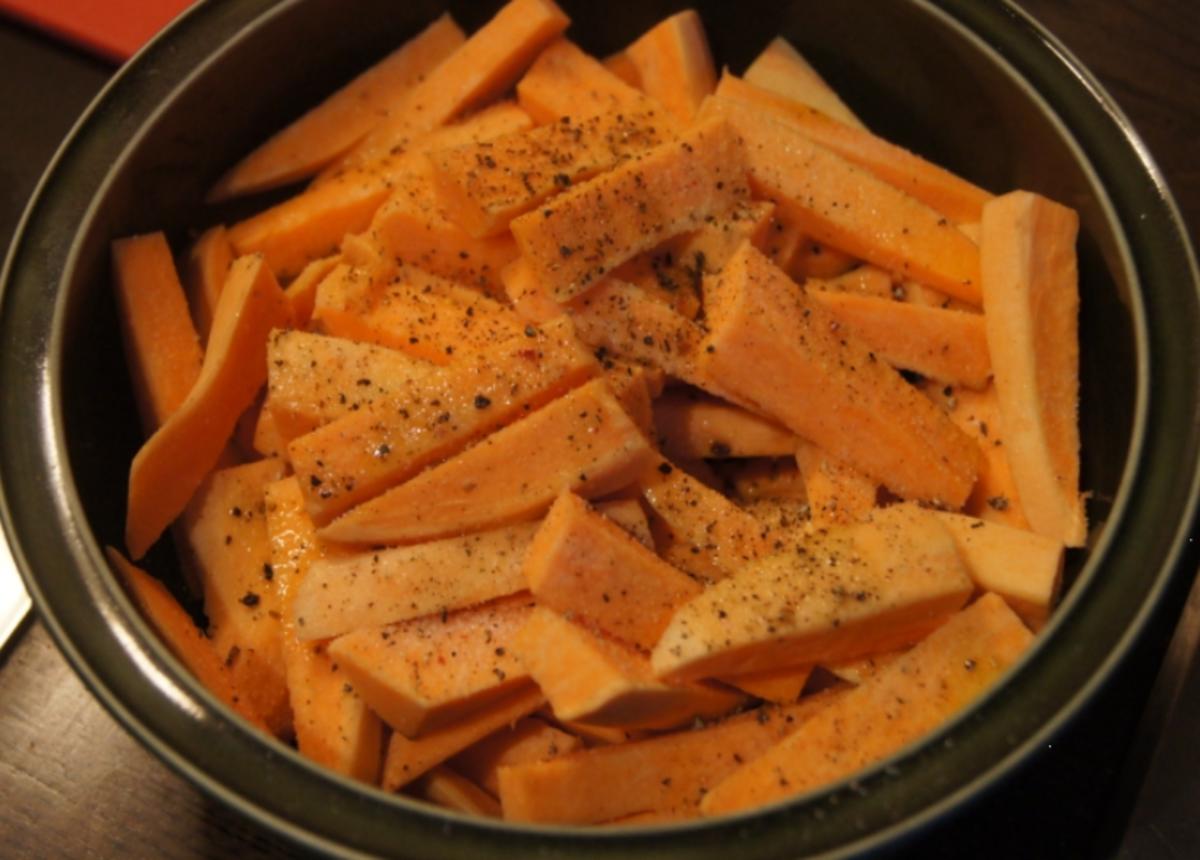 Kalbsschnitzel mit Süßkartoffel Pommes frites  - Rezept - Bild Nr. 3362