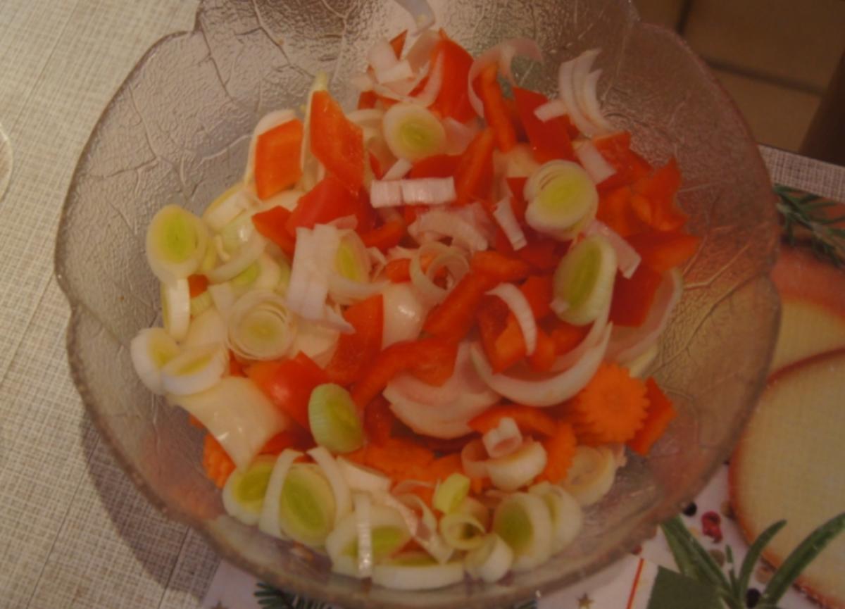 Hähnchenbrustfiletbällchen mit süß-sauren Wokgemüse und Basmatireis - Rezept - Bild Nr. 3444