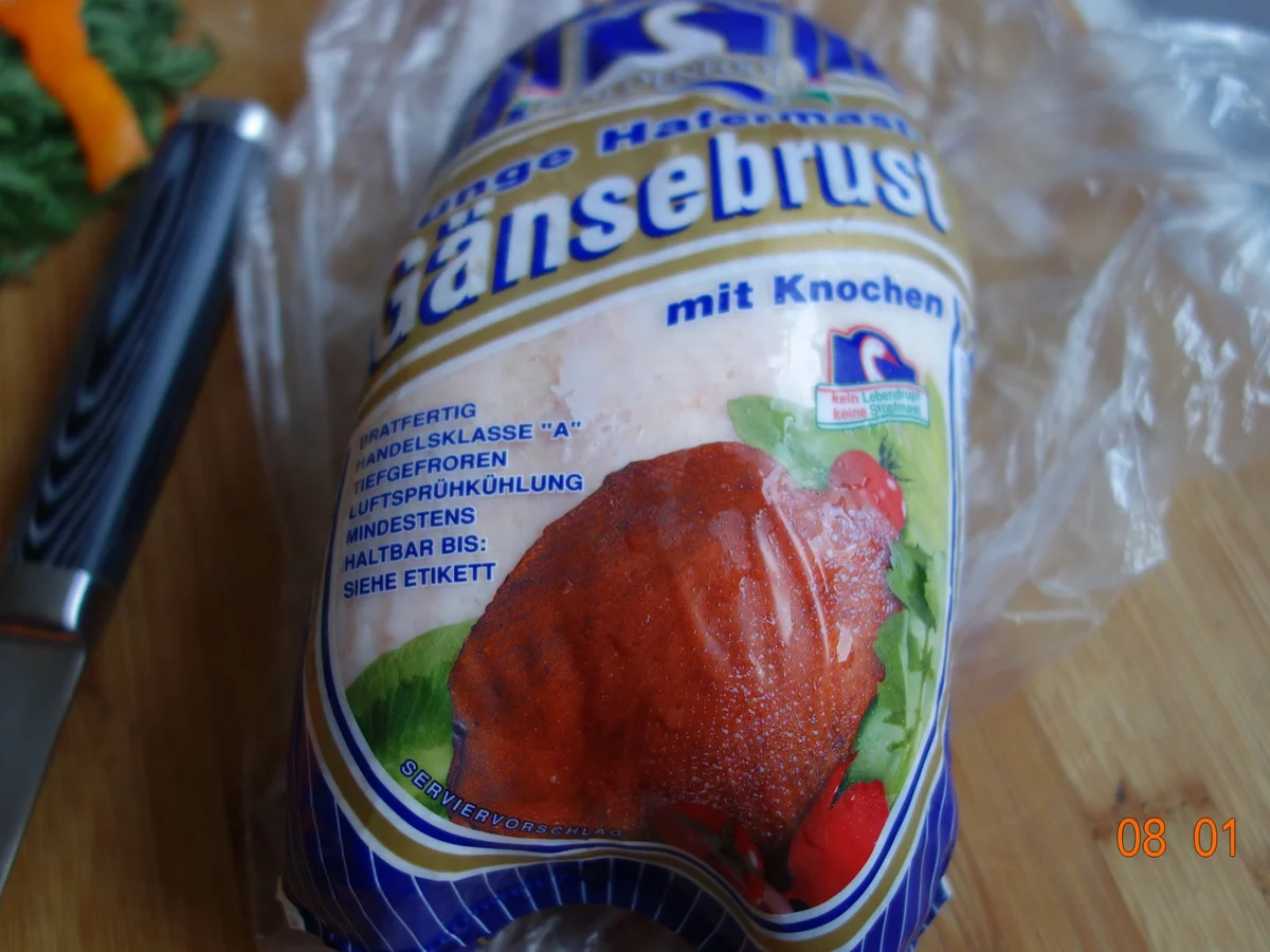 Gänsebrust mit Knochen im Römertopf - Rezept - Bild Nr. 4053