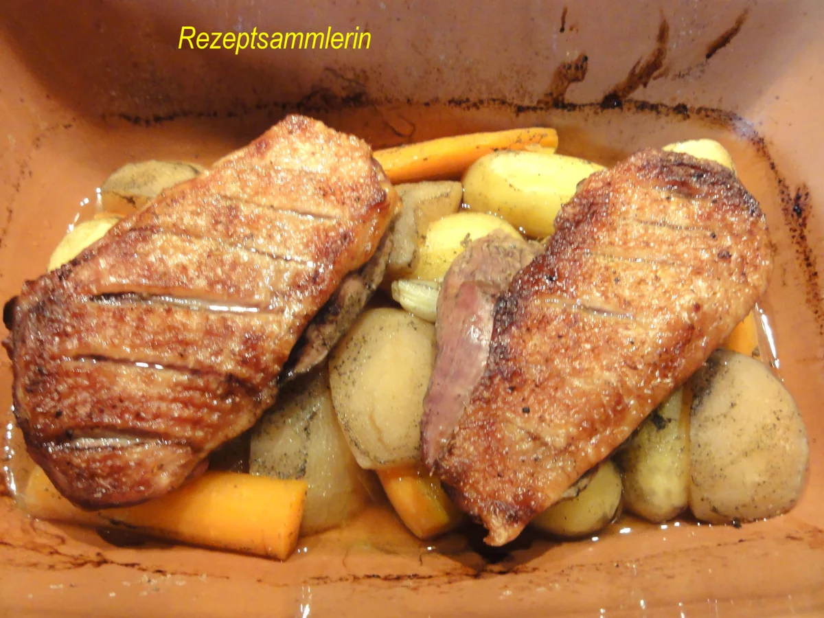 Gänsebrust mit Knochen im Römertopf - Rezept - Bild Nr. 4067