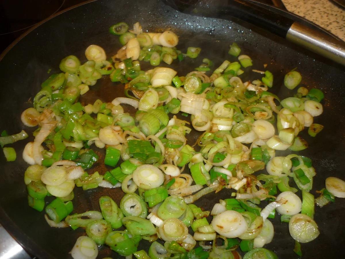 Putenschnitzelchen mit Aprikosen - Lauchzwiebelgemüse - Rezept - Bild Nr. 3586