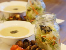 Rosenkohl Dampf auf Suppe? Dazu Salat und Gegrilltes Gemüse - Rezept - Bild Nr. 3706