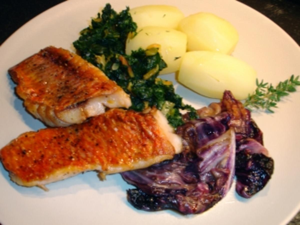 Rote Meerbarbe auf Mangold und Radicchio - Rezept - kochbar.de