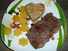 Rumpsteak an Steckrübensternen + Graupen + Vorspeisensalat. - Rezept - Bild Nr. 3850