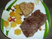 Rumpsteak an Steckrübensternen + Graupen + Vorspeisensalat. - Rezept - Bild Nr. 3850