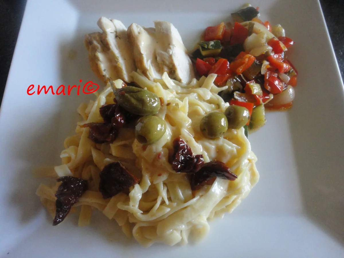 Rezept: Mediterane Putenpfanne mit Parpadelle in Zitronensauce Bild Nr. 3963 Mediterane Putenpfanne mit Parpadelle in Zitronensauce - Rezept - Bild Nr. 3963