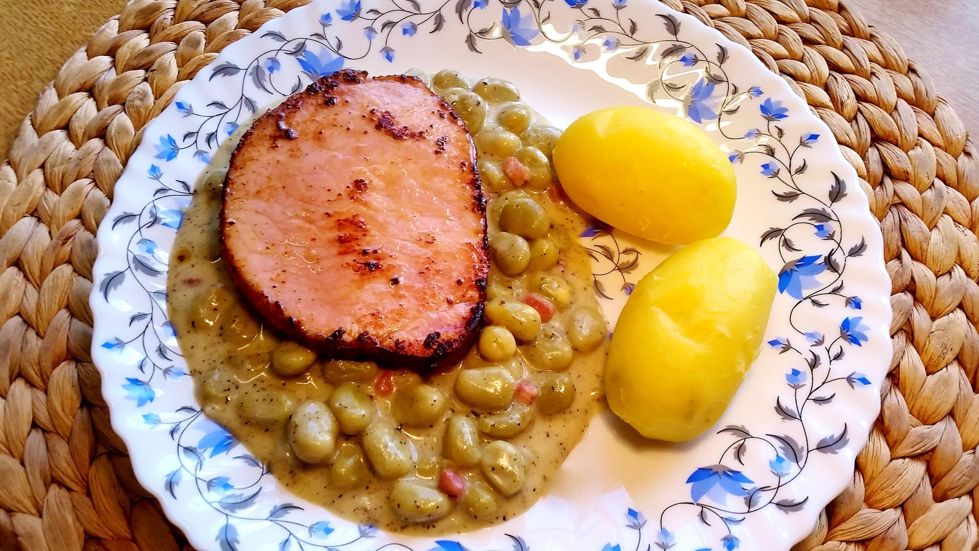 Kasseler Minutensteaks auf Dicken Bohnen ... - Rezept von mimi