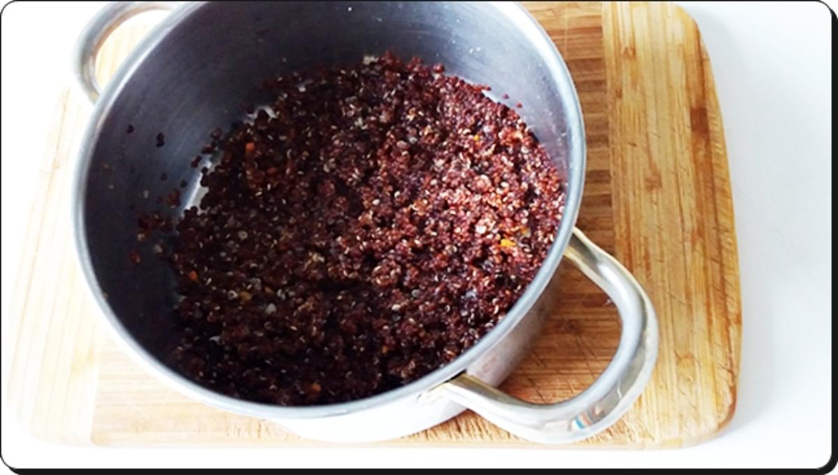 Früchtesalat mit roter Quinoa in Parmigiano Körbchen - Rezept - Bild Nr. 4030