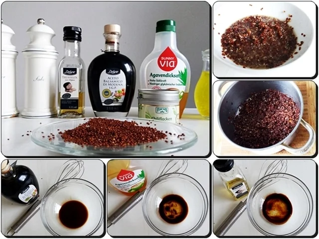 Früchtesalat mit roter Quinoa in Parmigiano Körbchen - Rezept - Bild Nr. 4032