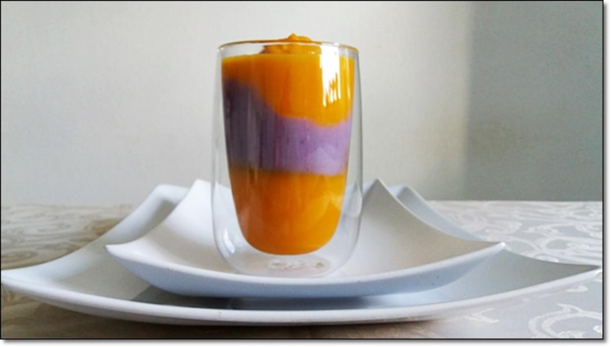Hokkaido-Trüffelkartoffel-Cremesuppe in doppelwandigen Gläsern  serviert. - Rezept - Bild Nr. 4043