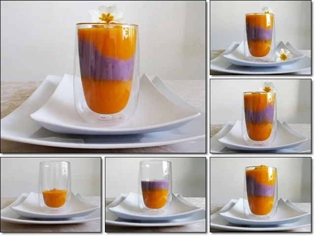 Hokkaido-Trüffelkartoffel-Cremesuppe in doppelwandigen Gläsern  serviert. - Rezept - Bild Nr. 4046