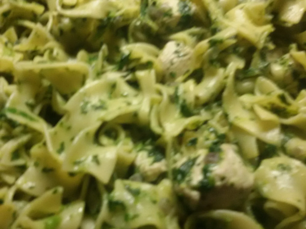 Rezept: Bandnudeln mit Spinat und Hähnchen Bild Nr. 4113 Bandnudeln mit Spinat und Hähnchen - Rezept - Bild Nr. 4113