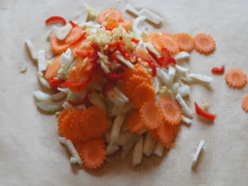 Hähnchenbrustfilet mit Fenchel-Gemüse im Backpapierpäckchen - Rezept - Bild Nr. 4207