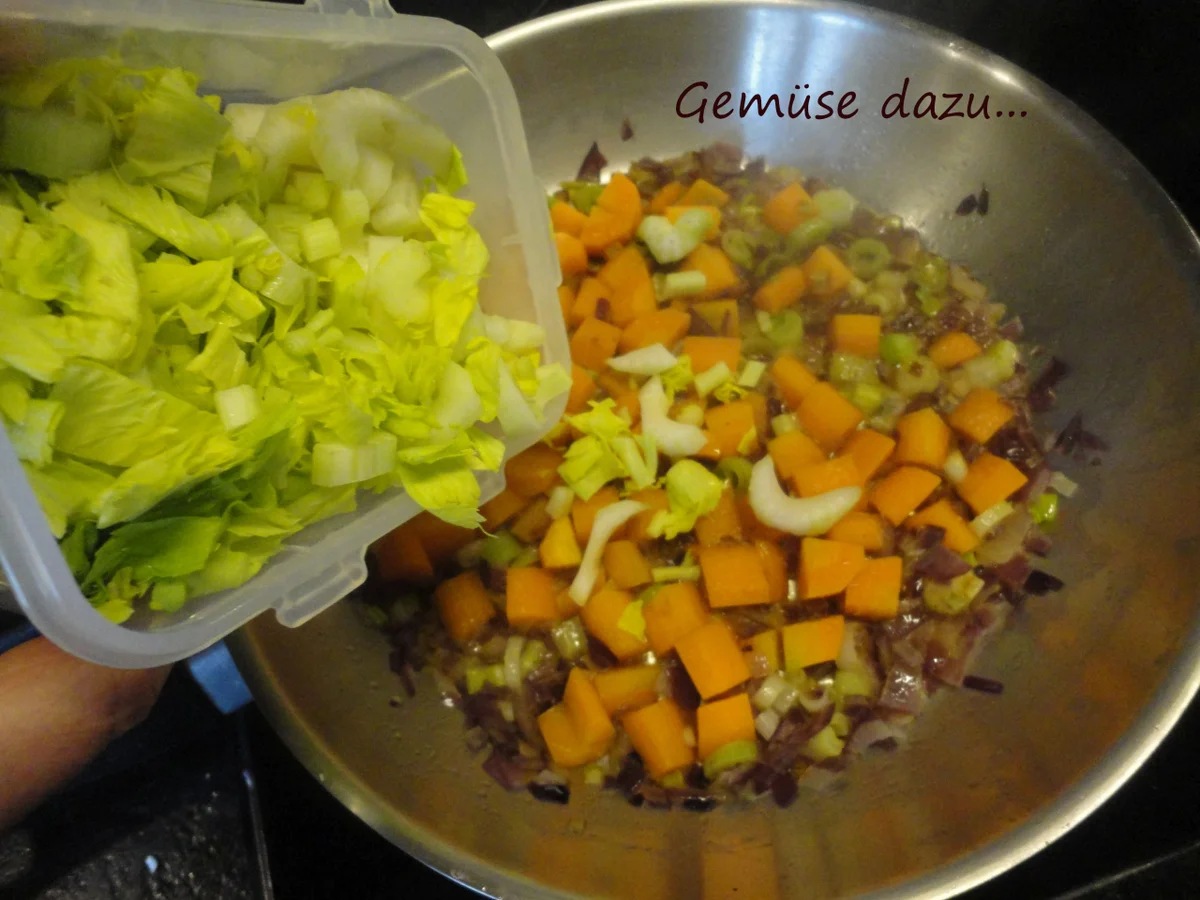 Senfgemüse mit Hühnerleber und Presskartoffel - Rezept - Bild Nr. 4393