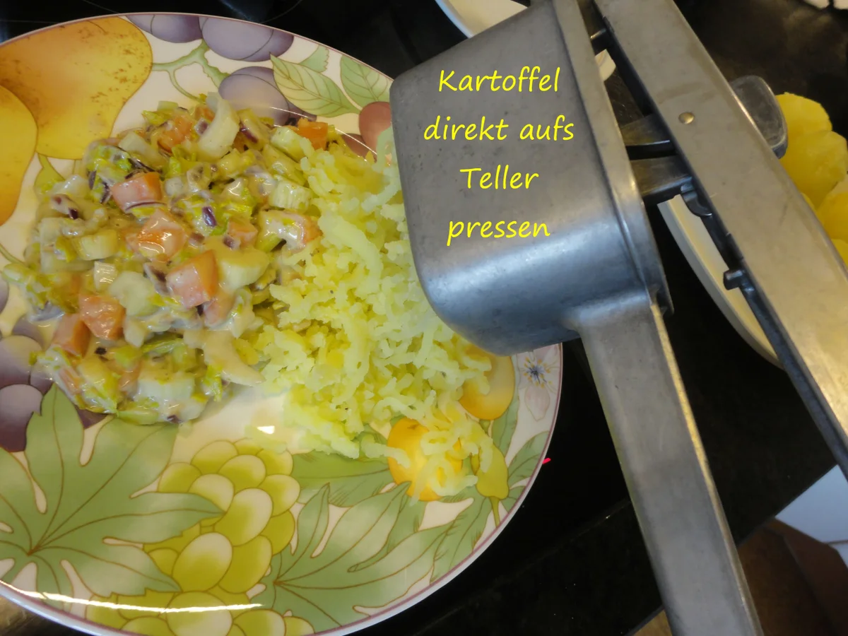 Senfgemüse mit Hühnerleber und Presskartoffel - Rezept - Bild Nr. 4396