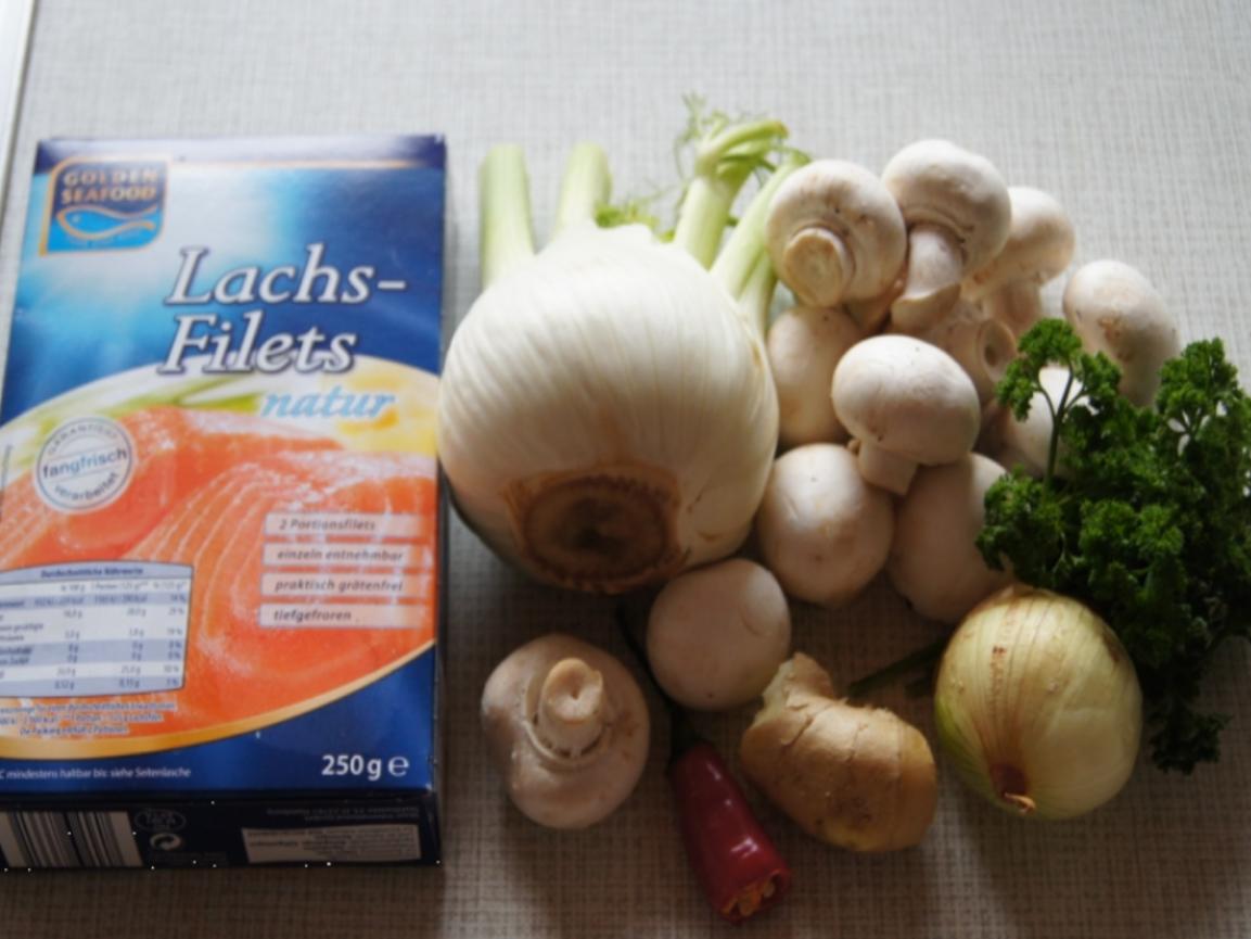 Lachsfilet mit Fenchel und Champignon Gemüse - einfach - von MausVoh
