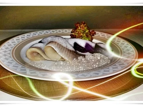 Edle-Matjes mit marinierten  Trüffelkartoffel-Scheiben und „Perlen“ - Rezept - Bild Nr. 4443