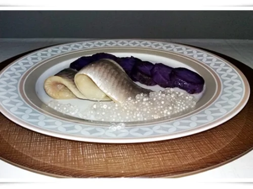 Edle-Matjes mit marinierten  Trüffelkartoffel-Scheiben und „Perlen“ - Rezept - Bild Nr. 4452