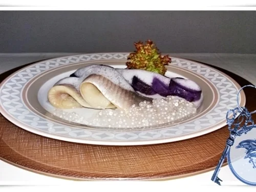 Edle-Matjes mit marinierten  Trüffelkartoffel-Scheiben und „Perlen“ - Rezept - Bild Nr. 4456