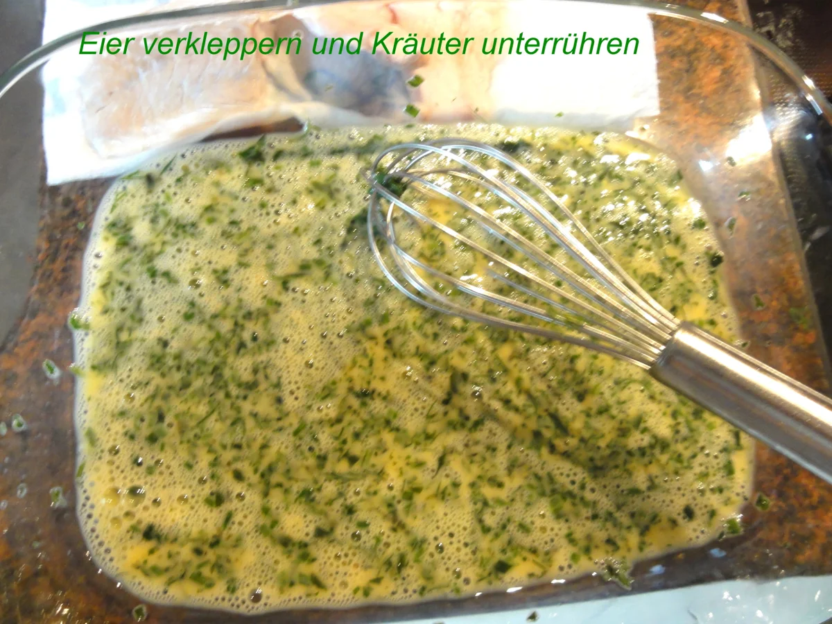 Fisch:   SEELACHS in  ~Kräuter-Ei~ - Rezept - Bild Nr. 4579