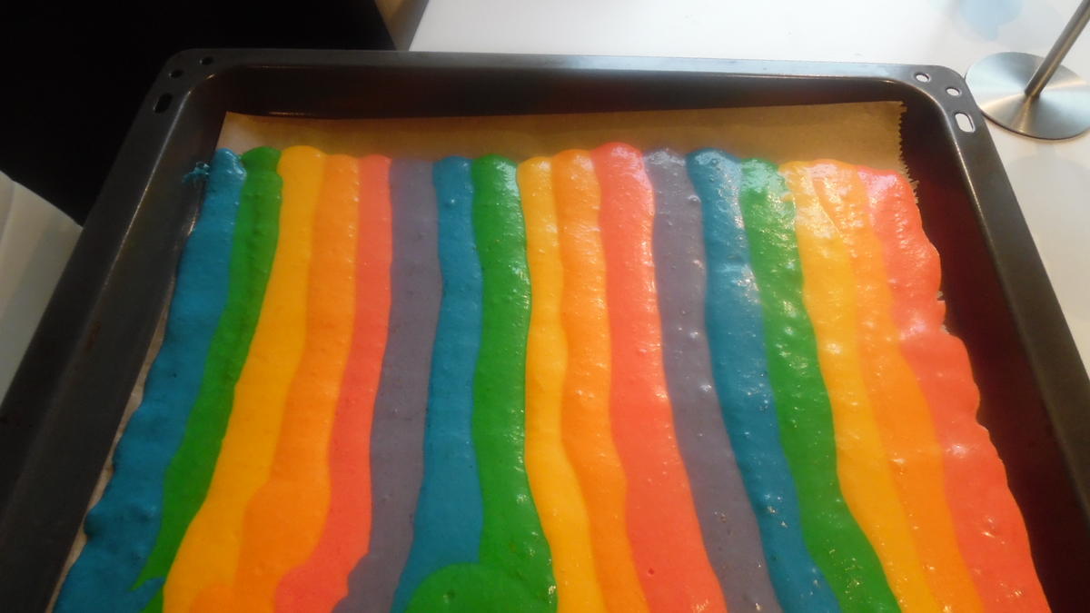 Regenbogen-Biscuit-Rolle (Rainbow Cake Roll) - Rezept - Bild Nr. 4609