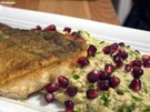 Skreifilet mit Auberginenpüree und Granatapelkernen - Rezept - Bild Nr. 4634