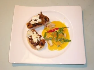 Hähnchen mit Chili an Auberginenbruschetta - Rezept