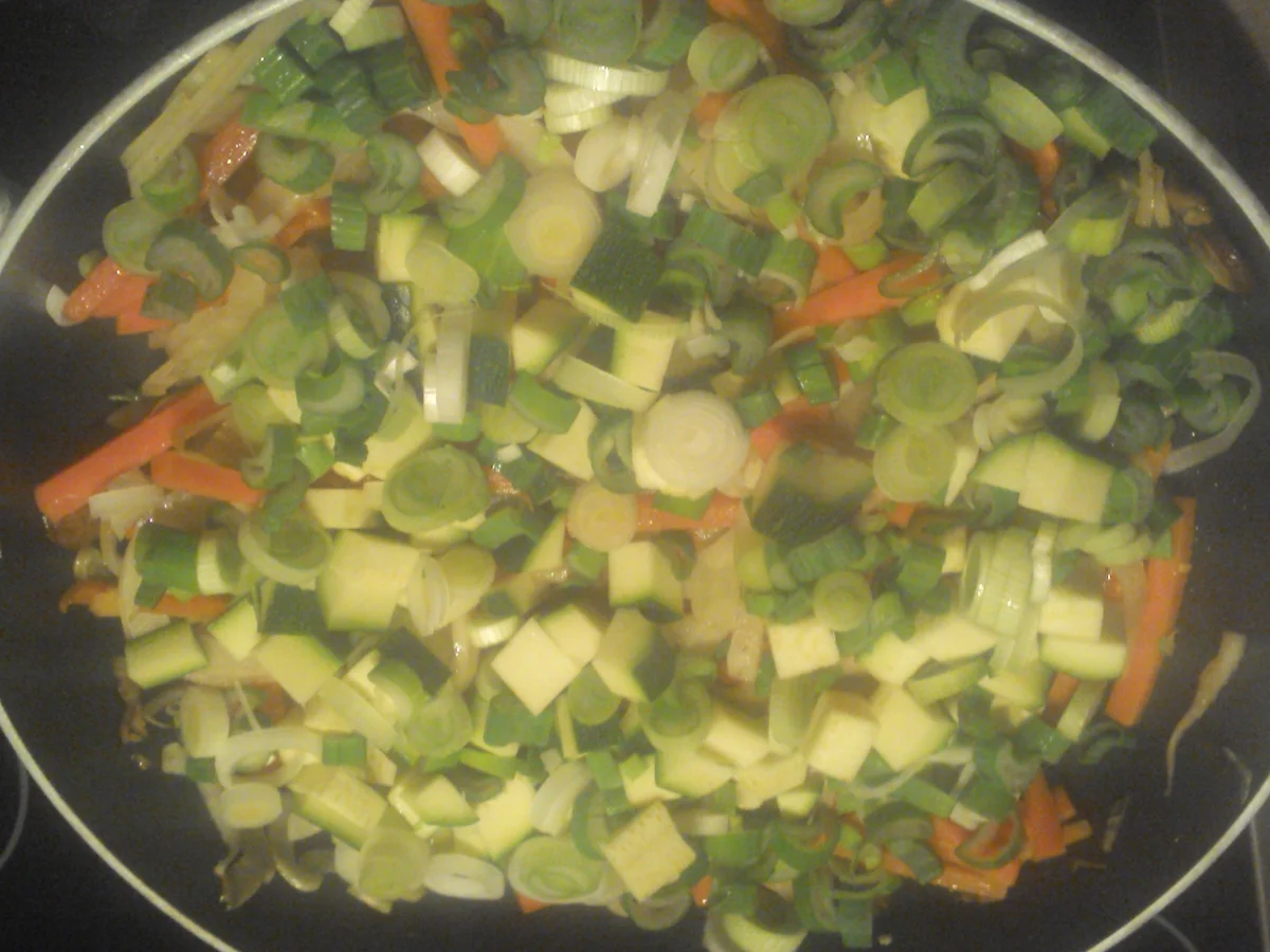 Rezept: Gemüsepfanne mit frischen Fisch oder Garnelen Bild Nr. 4795 Gemüsepfanne mit frischen Fisch oder Garnelen - Rezept - Bild Nr. 4795