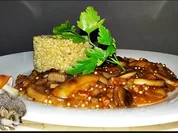 Pikante Champignons-Sauce mit weißen Quinoa-Türmchen - Rezept - Bild Nr. 4883