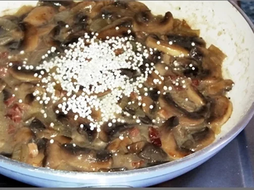 Pikante Champignons-Sauce mit weißen Quinoa-Türmchen - Rezept - Bild Nr. 4894